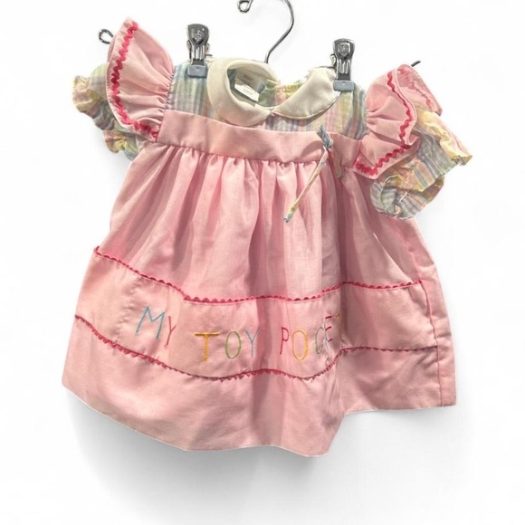 Other - Vintage baby dress with "My Toy Pocket" embroidery ruffled sleeves. 18mo (xs2)